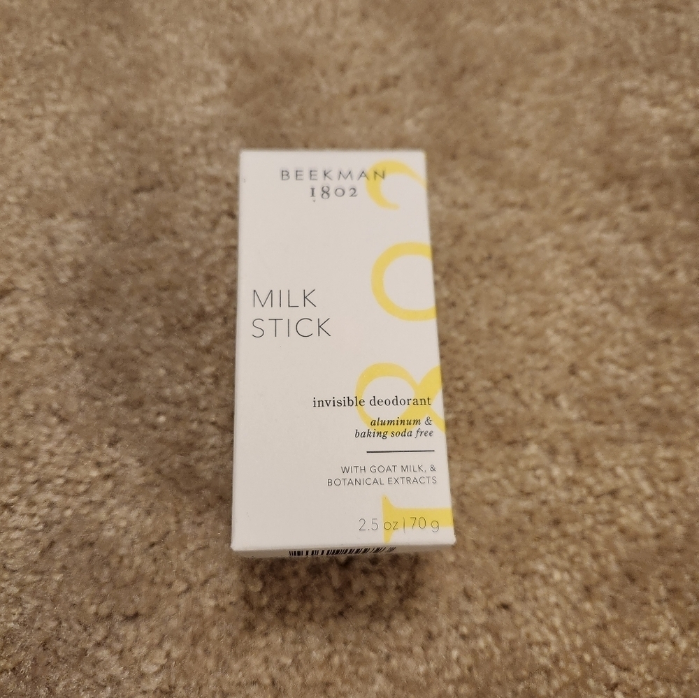 BEEKMAN 1802 Milk Stick Invisible Deodorant‎ Aluminum Free Full Sz 2.5oz/70g.